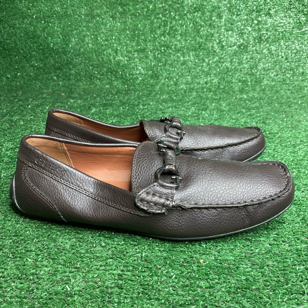 GUESS Mens Loafers Size 10.5 Shoes Brown Casual Dress Slip On Moccasins
